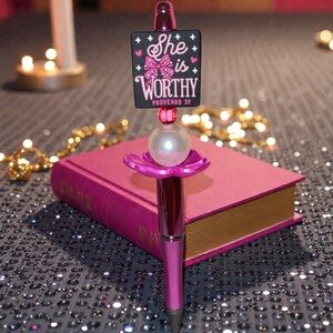 Pink Inspirational Pen | “She is Worthy” Proverbs 31